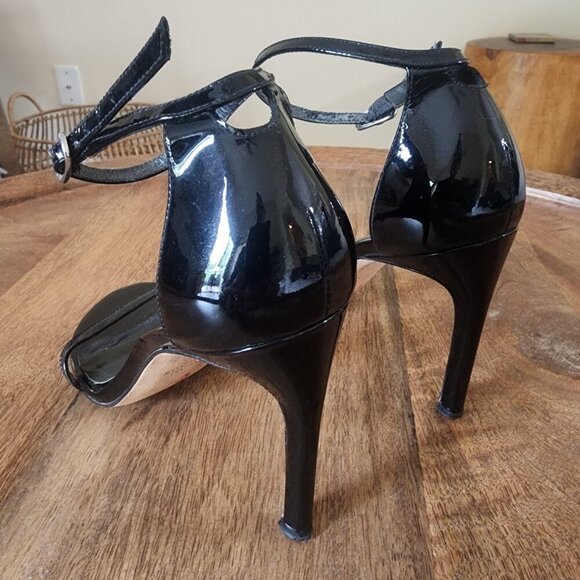 Stuart Weitzman $475 Nudistsong Strap Sandal 100mm Black Patent Leather Size 7 - Picture 5 of 11